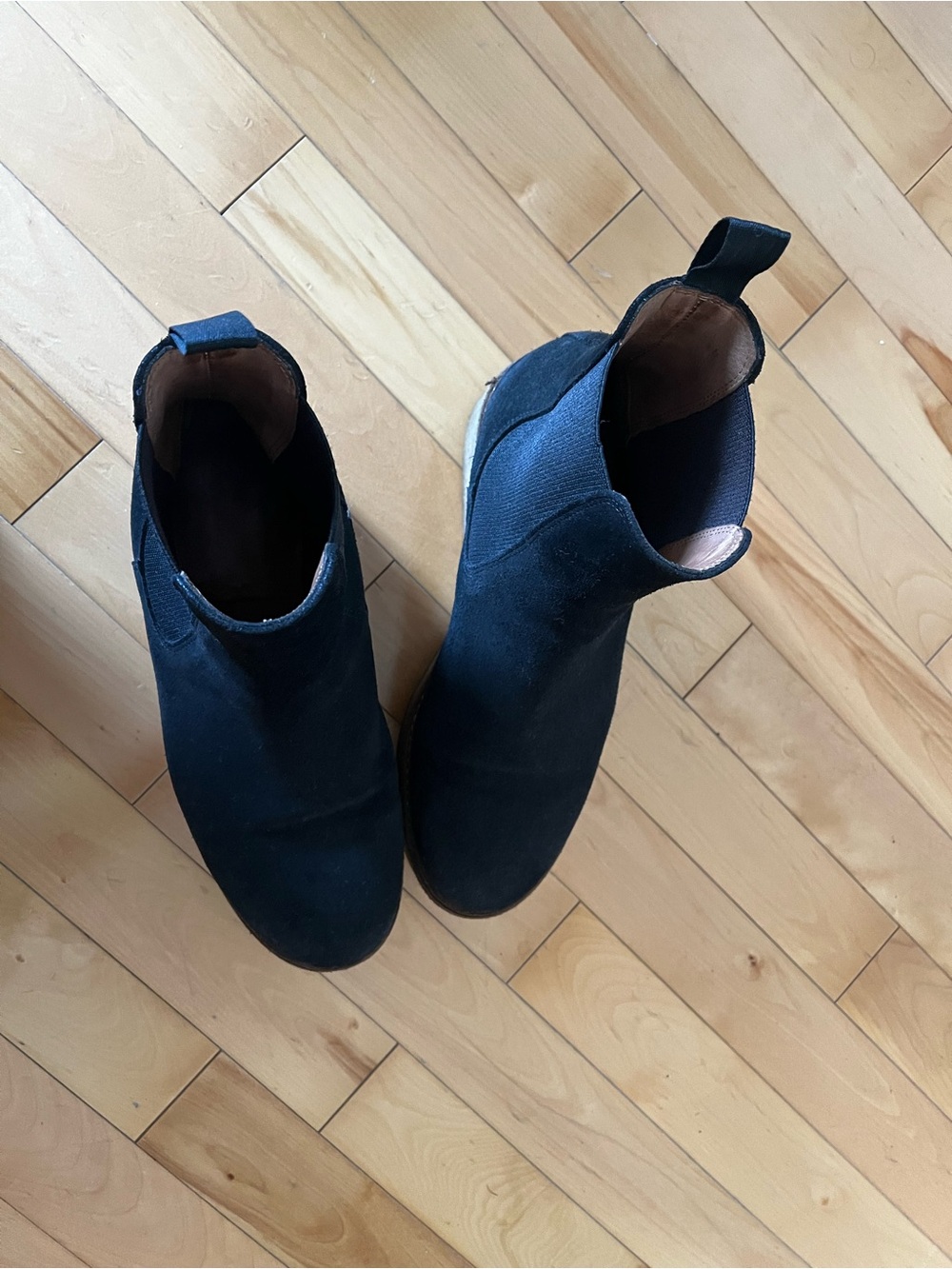 Women’s Black Suede Chelsea Boots with Crepe Sole - Picture 3 of 5